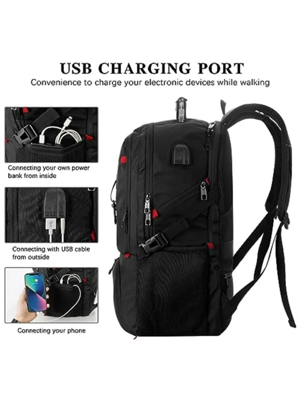 45L Travel Laptop Backpack Shoe Compartment Carry On USB Business Bag